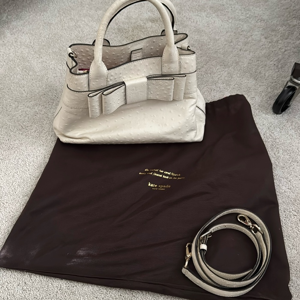 Beautiful cream ostrich leather Kate Spade bag.